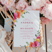 Mooie levendige lente zomer bloemenbruiloft kaart