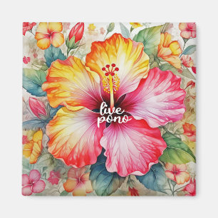 Mooie levendige LIVE PONO hibiscus bloem ontwerp Magneet