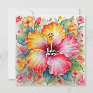 Mooie levendige LIVE PONO hibiscus bloemontwerp Kaart