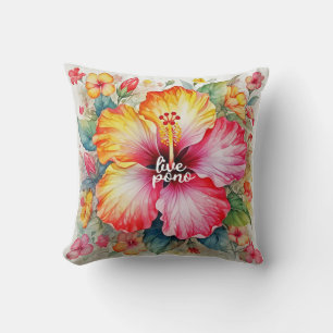 Mooie levendige LIVE PONO hibiscus bloemontwerp Kussen