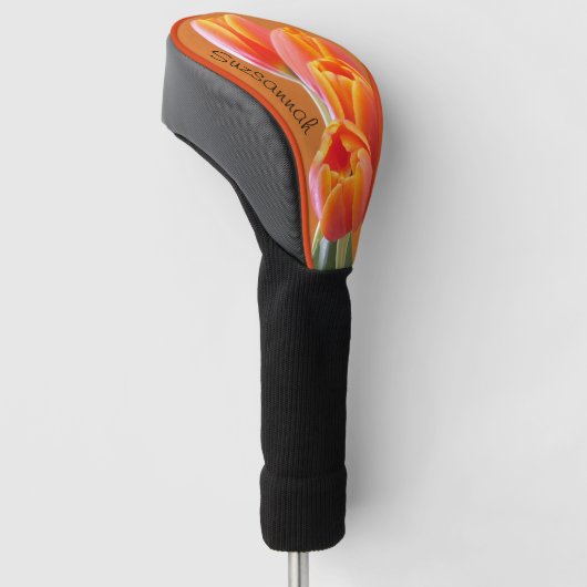 Mooie levendige Oranje Tulp Custom Name Golfheadcover