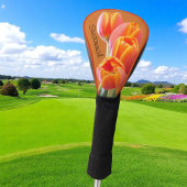 Mooie levendige Oranje Tulp Custom Name Golfheadcover