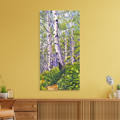 Mooie levendige Paarse groene espenbomen Canvas Afdruk (Insitu (Woonkamer))