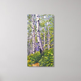 Mooie levendige Paarse groene espenbomen Canvas Afdruk