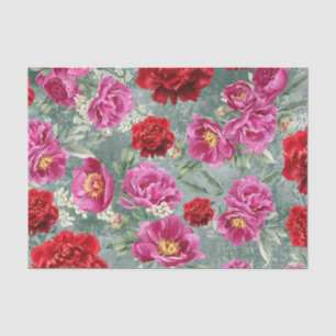 Mooie levendige Pioenen Rode grunge Decoupage Tissuepapier