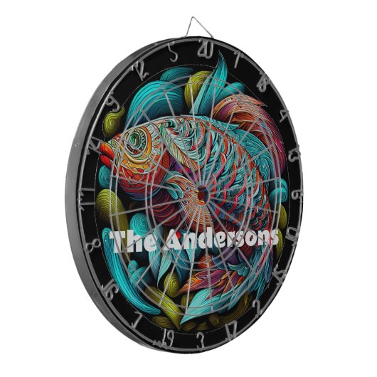 Mooie levendige vis dartbord (Voorkant Links)
