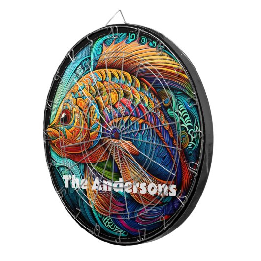 Mooie levendige vis dartbord (Voorkant Rechts)