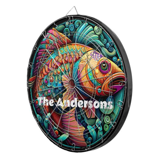 Mooie levendige vis dartbord (Voorkant Rechts)