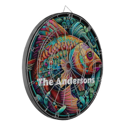 Mooie levendige vis dartbord (Voorkant Links)
