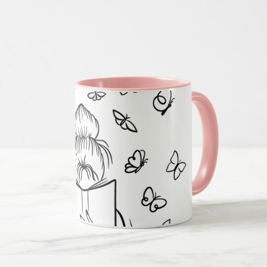 Mooie lezer roze koffiemok mok (Voorkant rechts)