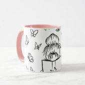 Mooie lezer roze koffiemok mok (Voorkant links)