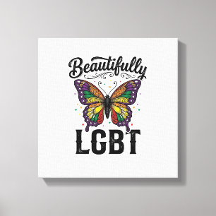 Mooie LGBT Vlinder Vintage Pride T-shirt_1 Canvas Afdruk