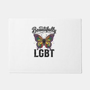 Mooie LGBT Vlinder Vintage Pride T-shirt_1 Deurmat