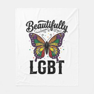 Mooie LGBT Vlinder Vintage Pride T-shirt_1 Fleece Deken