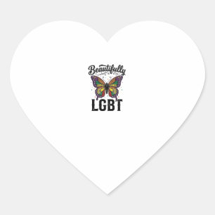 Mooie LGBT Vlinder Vintage Pride T-shirt_1 Hart Sticker