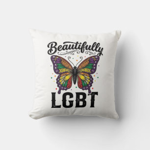Mooie LGBT Vlinder Vintage Pride T-shirt_1 Kussen
