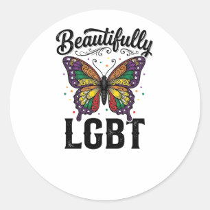 Mooie LGBT Vlinder Vintage Pride T-shirt_1 Ronde Sticker