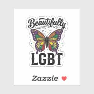 Mooie LGBT Vlinder Vintage Pride T-shirt_1 Sticker