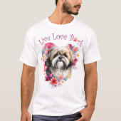 Mooie Lhasa Apso-hond bloemig T-shirt (Voorkant)