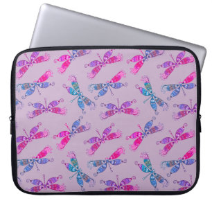 Mooie Libel Paars Blauw Tweekleurig Patroon Laptop Sleeve