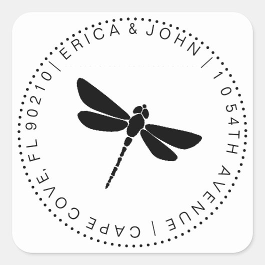 Mooie Libel Retouradres | Op Maat Vierkante Sticker (Voorkant)