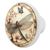 Mooie  libel roze bloemen vlinder keramische knop (Rechts)