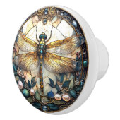 Mooie Libelle Roze Parels Turquoise Edelstenen Keramische Knop (Rechts)