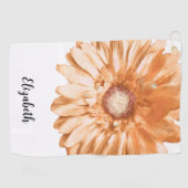 Mooie licht oranje margriet bloem aangepaste naam golfhanddoek (Horizontaal)