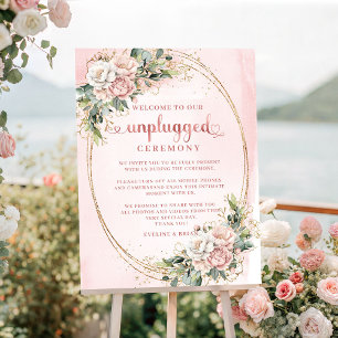 Mooie Licht Roze Roze Gouden Bloemige Onplugged Ce Poster