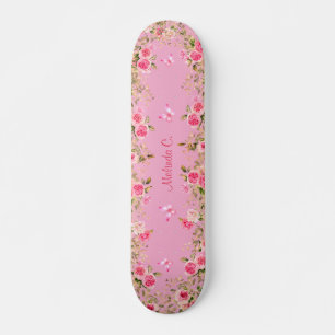 Mooie Licht Roze & Roze Rozen & Roze Vlinders Persoonlijk Skateboard