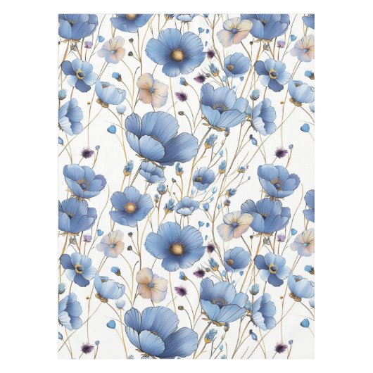 Mooie lichtblauwe bloem tafelkleed (Voorkant)