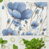 Mooie lichtblauwe bloem theedoek (Gevouwen)