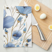 Mooie lichtblauwe bloem theedoek (Quarter Fold)