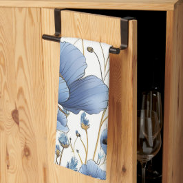 Mooie lichtblauwe bloem theedoek