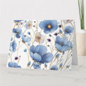 Mooie lichtblauwe bloemen bruiloft groet kaart (Achterkant)