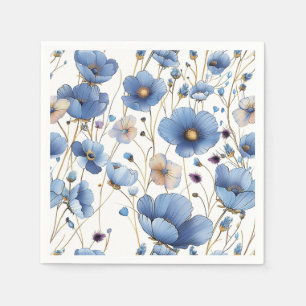 Mooie lichtblauwe bloemen servet
