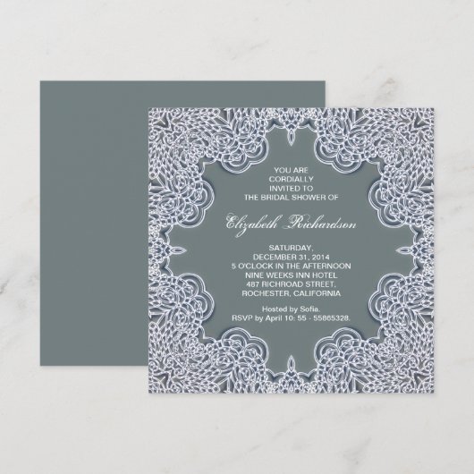 Mooie lichtblauwe bruids douche uitnodiging (Voorkant / Achterkant)