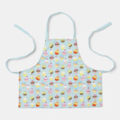 Mooie Lichtblauwe Cupcake Print Kinderen Schort (Voorkant)
