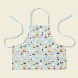 Mooie Lichtblauwe Cupcake Print Kinderen Schort