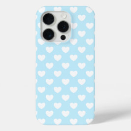 Mooie lichtblauwe kleur met hartjes iPhone 15 pro case