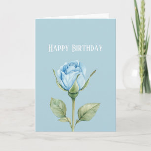 Mooie Lichtblauwe Roos Bloem Verjaardag Kaart