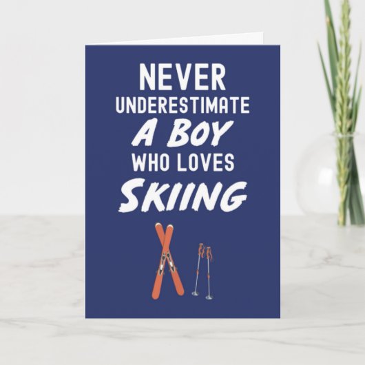 Mooie lichtblauwe ski kaarten voor baby jongens ki (Voorkant)