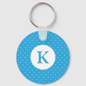Mooie lichtblauwe stippenpatroon monogram sleutelhanger (Achterkant)