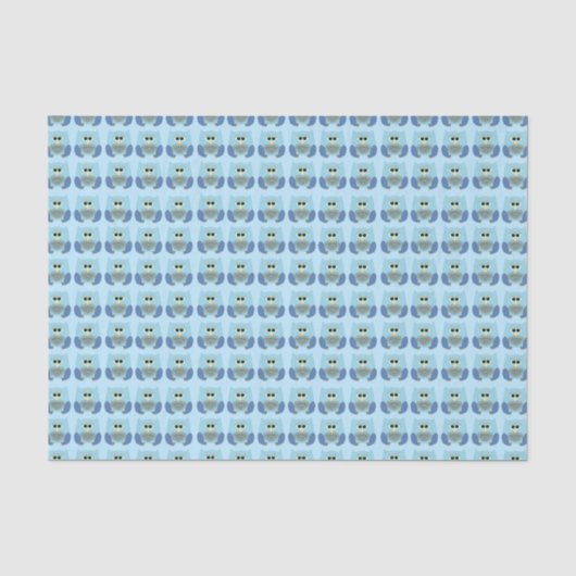 Mooie lichtblauwe uilpatroon tissuepapier (Voorkant)