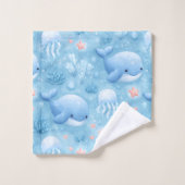 Mooie lichtblauwe walvis badhanddoek set bad handdoek (Wasdoekje)