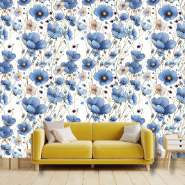 Mooie lichtblauwe wilde bloem behang