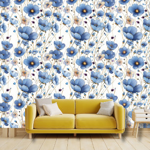 Mooie lichtblauwe wilde bloem behang