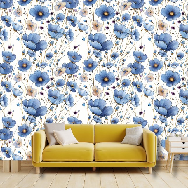 Mooie lichtblauwe wilde bloem behang (Creator heeft geüpload)