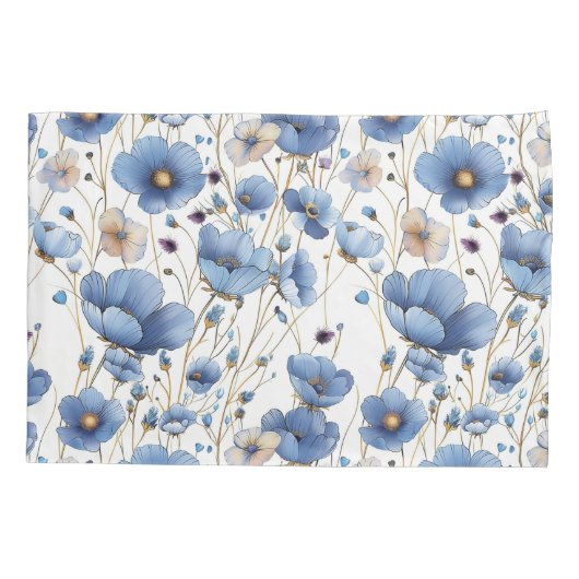 Mooie lichtblauwe wilde bloem kussensloop (Achterkant)