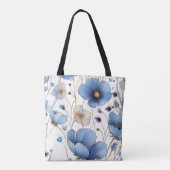 Mooie lichtblauwe wilde bloem tote bag (Achterkant)